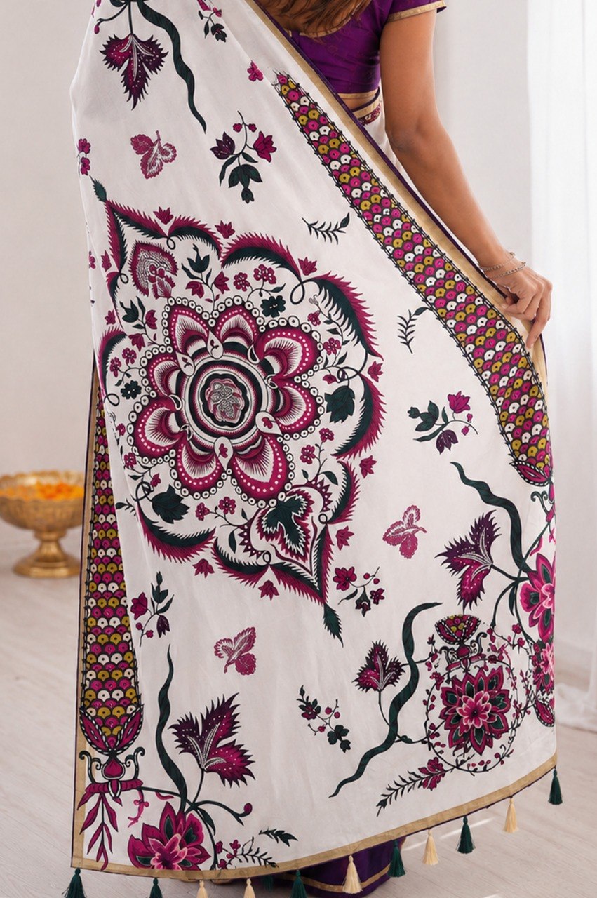 Women’s Mul Cotton Silk Bandhej Saree with Traditional Zari Border SurMira Fashion