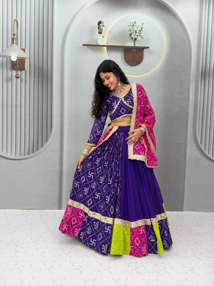 Premium Fox Georgette Lehenga with Mirror Lace SurMira Fashion