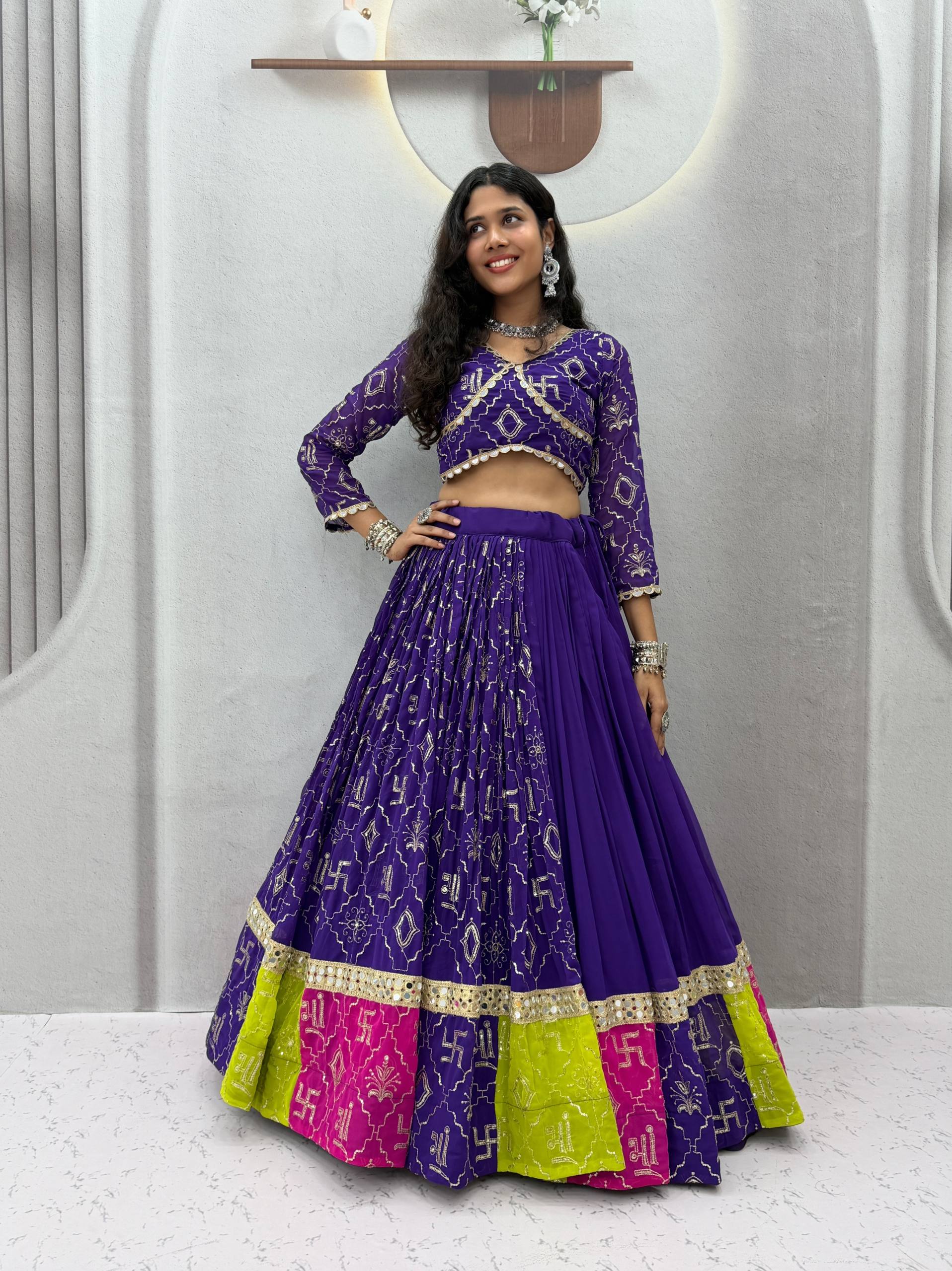 Premium Fox Georgette Lehenga with Mirror Lace SurMira Fashion