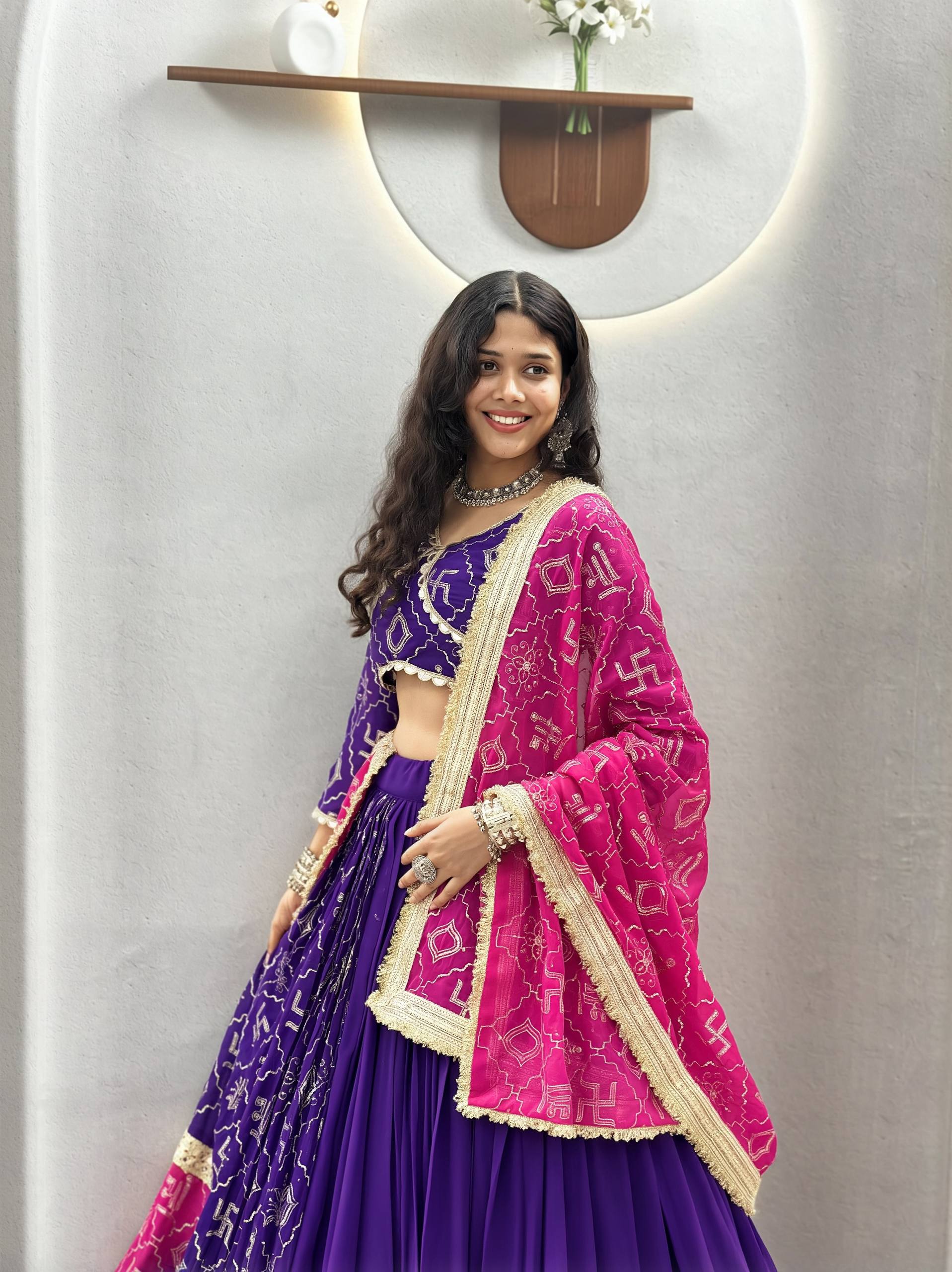 Premium Fox Georgette Lehenga with Mirror Lace SurMira Fashion