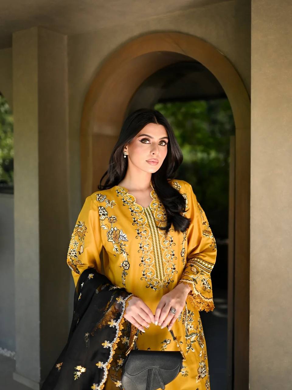 Women’s Roman Kurti Palazzo Set with Embroidery & Georgette Dupatta SurMira Fashion