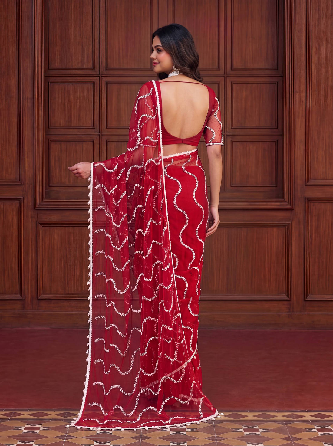 Designer Net Embroidered Saree for Women SurMira Fashion