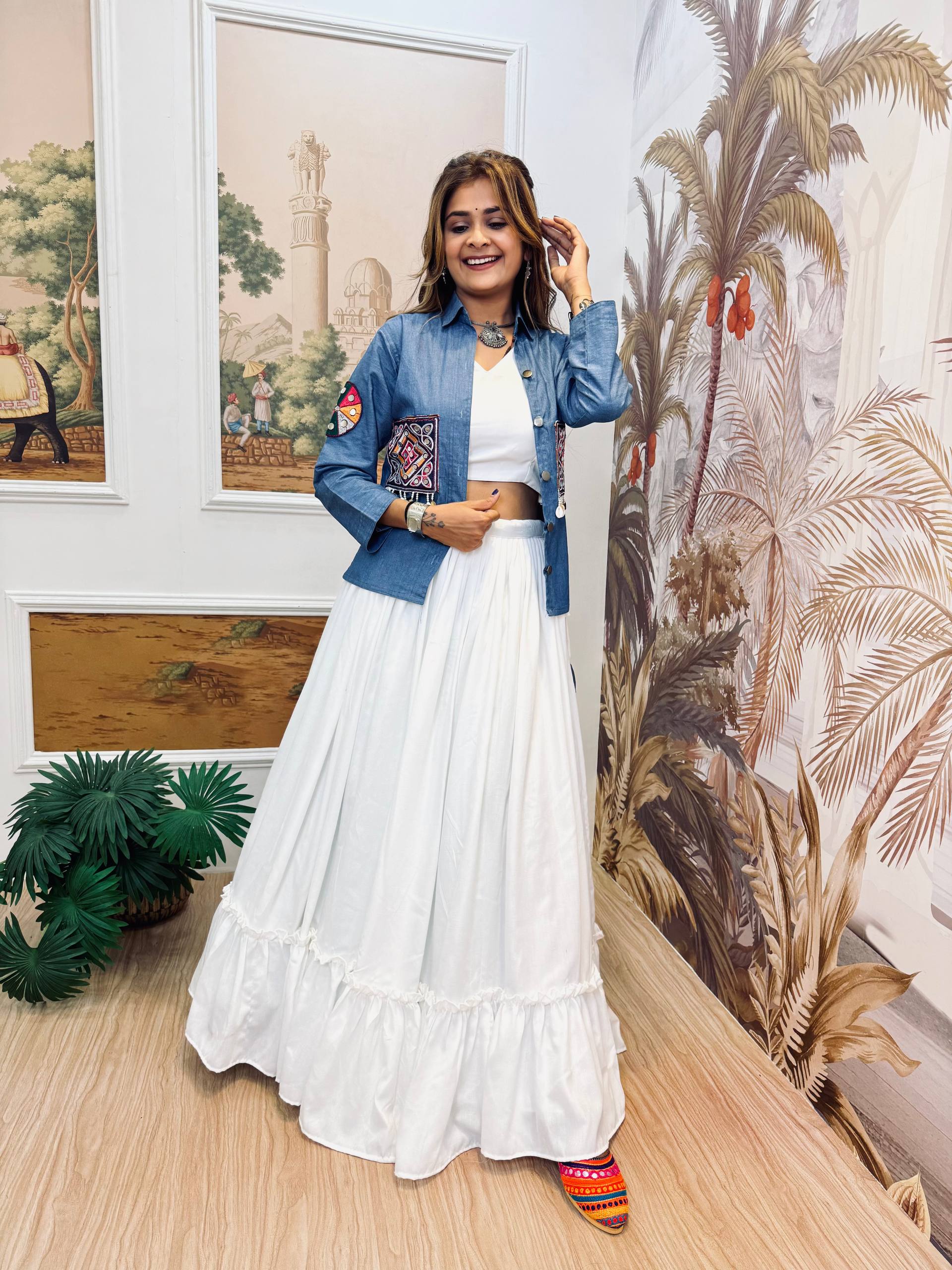 Navratri Special Cotton Lehenga Choli with Mirror Work SurMira Fashion