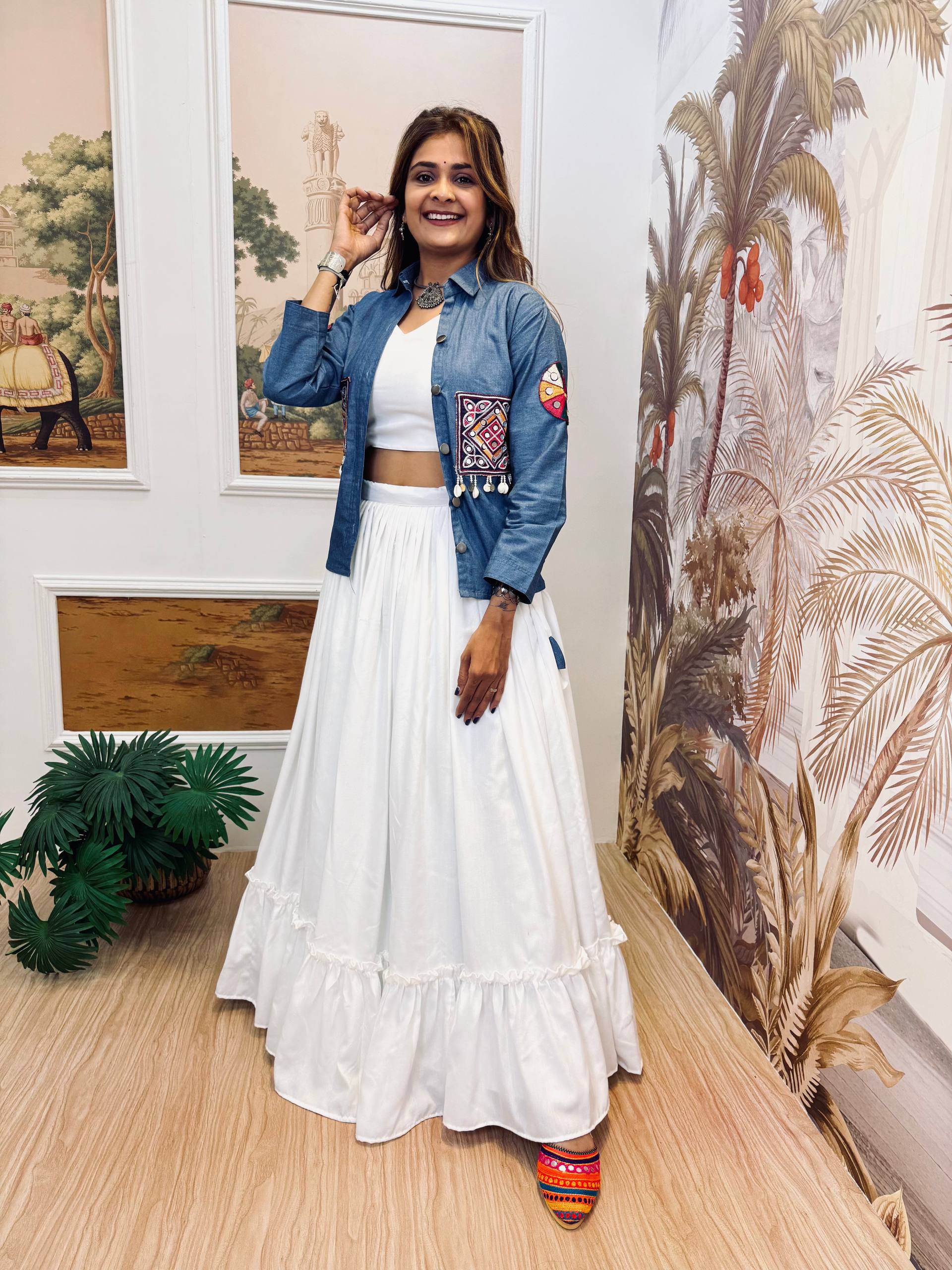 Navratri Special Cotton Lehenga Choli with Mirror Work SurMira Fashion