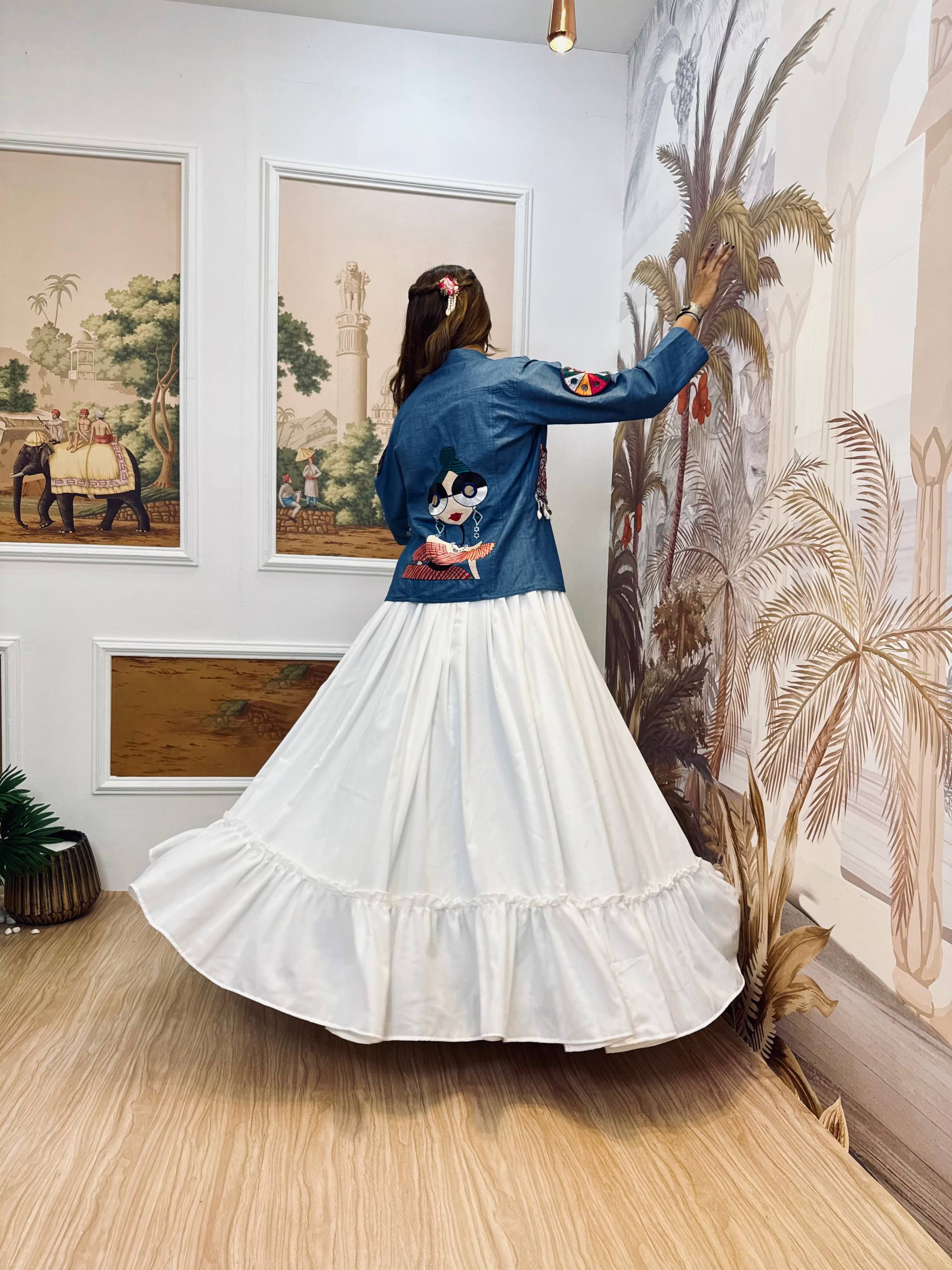 Navratri Special Cotton Lehenga Choli with Mirror Work SurMira Fashion