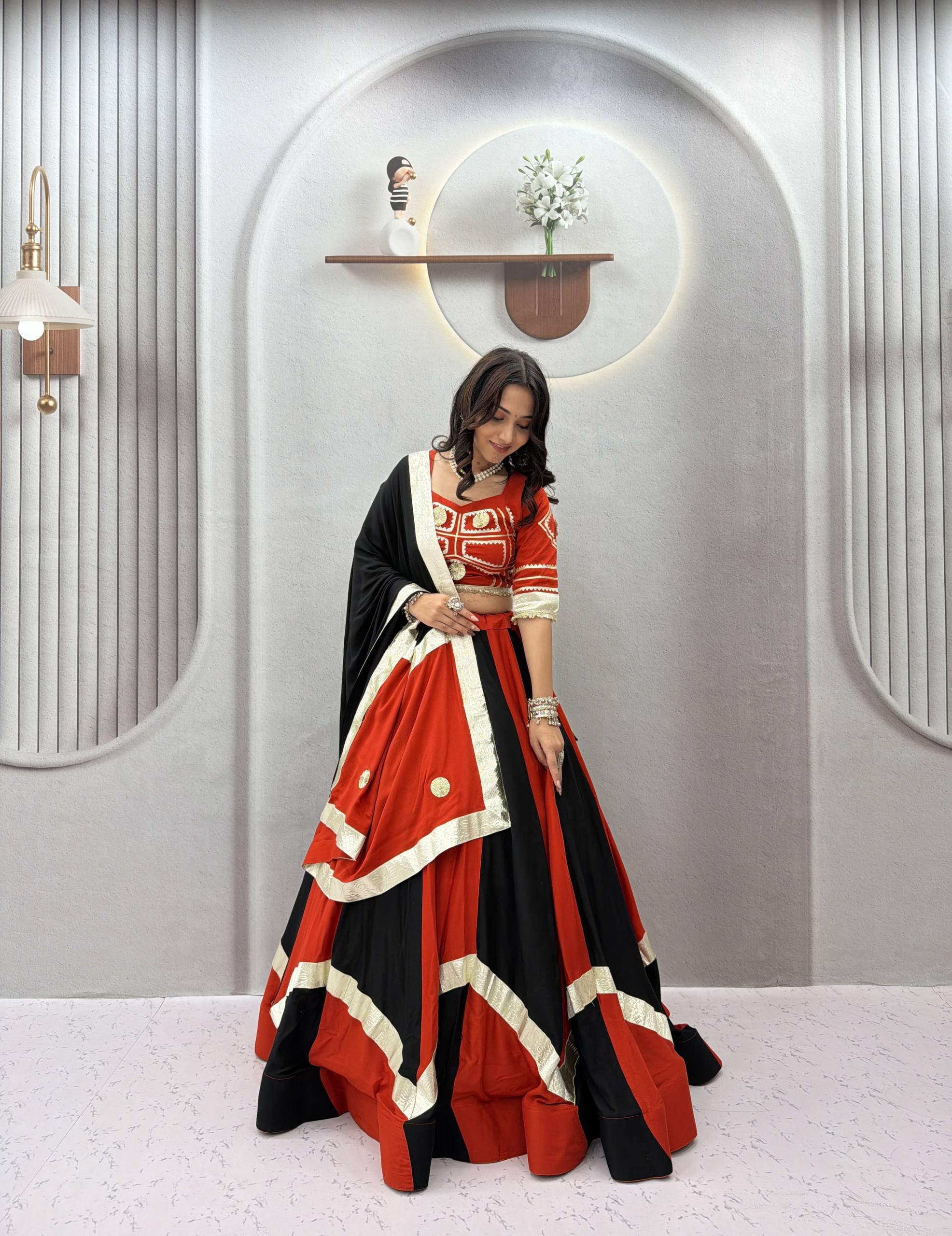 Women’s Pure Cotton Gota Patti Lehenga Choli with Flavour Hand Work & Dupatta