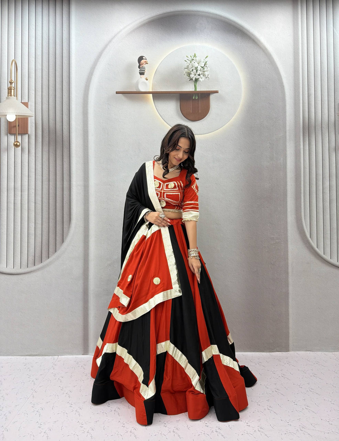 Women’s Pure Cotton Gota Patti Lehenga Choli with Flavour Hand Work & Dupatta