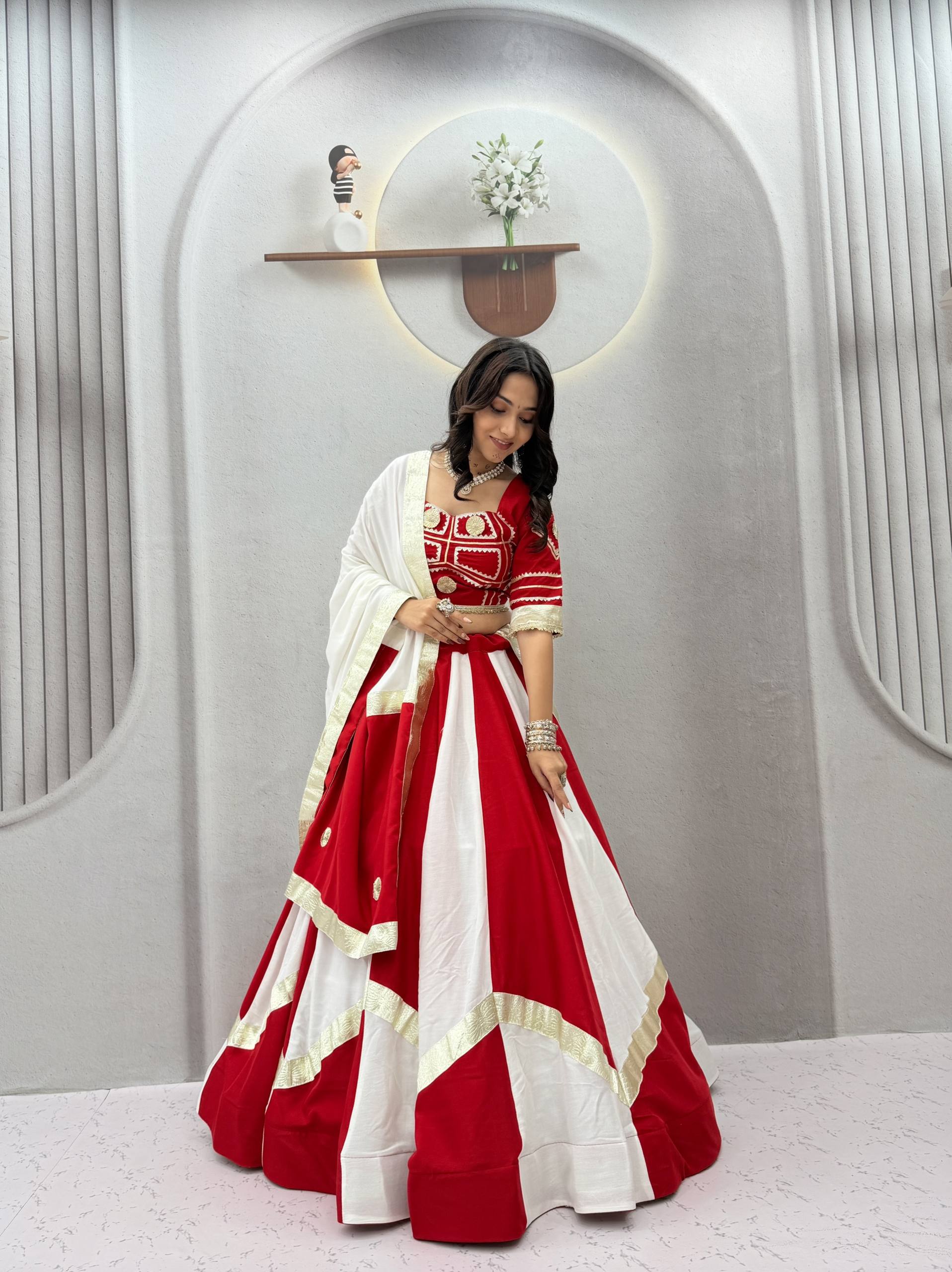 Women’s Pure Cotton Gota Patti Lehenga Choli with Flavour Hand Work & Dupatta