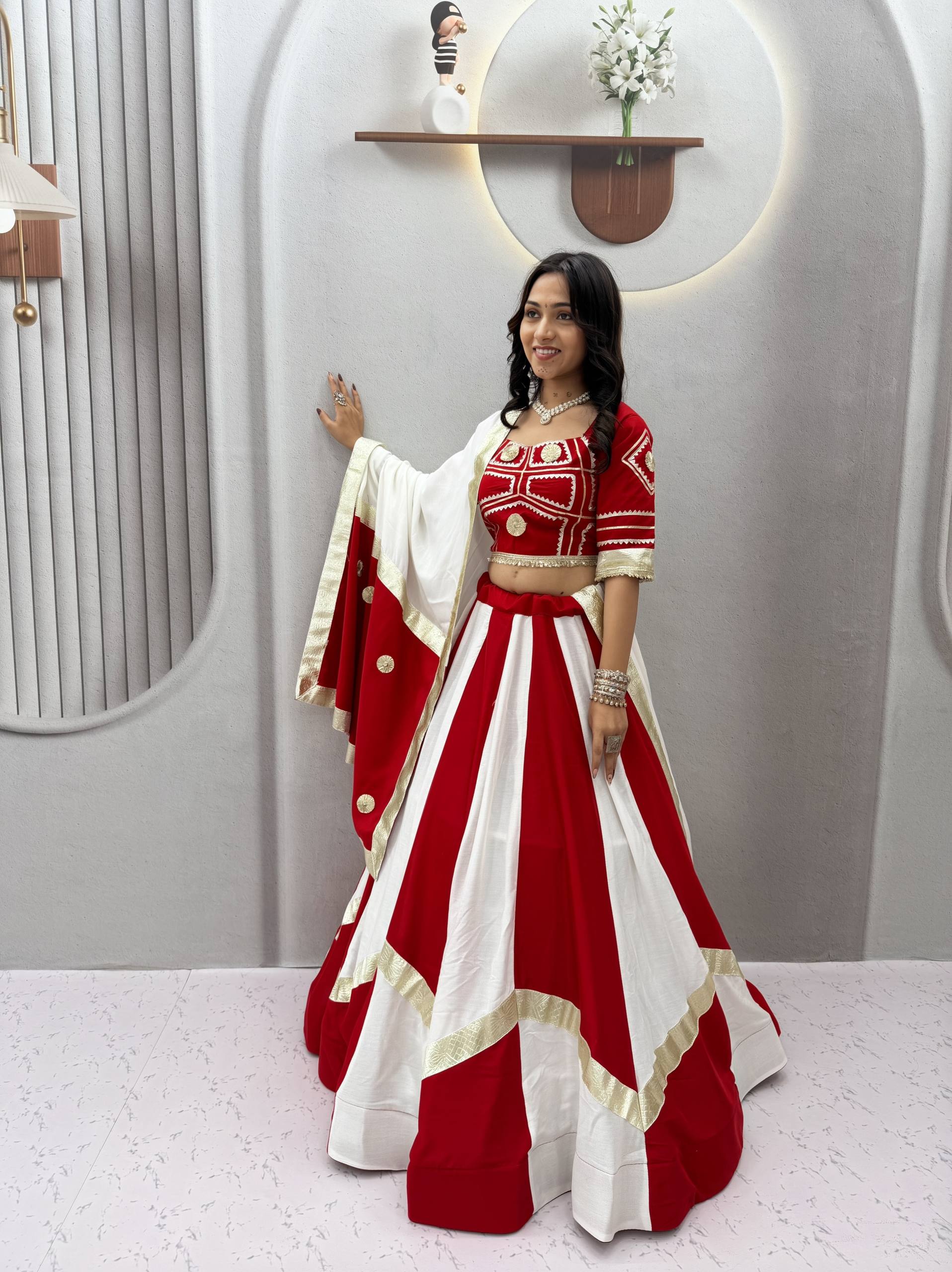 Women’s Pure Cotton Gota Patti Lehenga Choli with Flavour Hand Work & Dupatta
