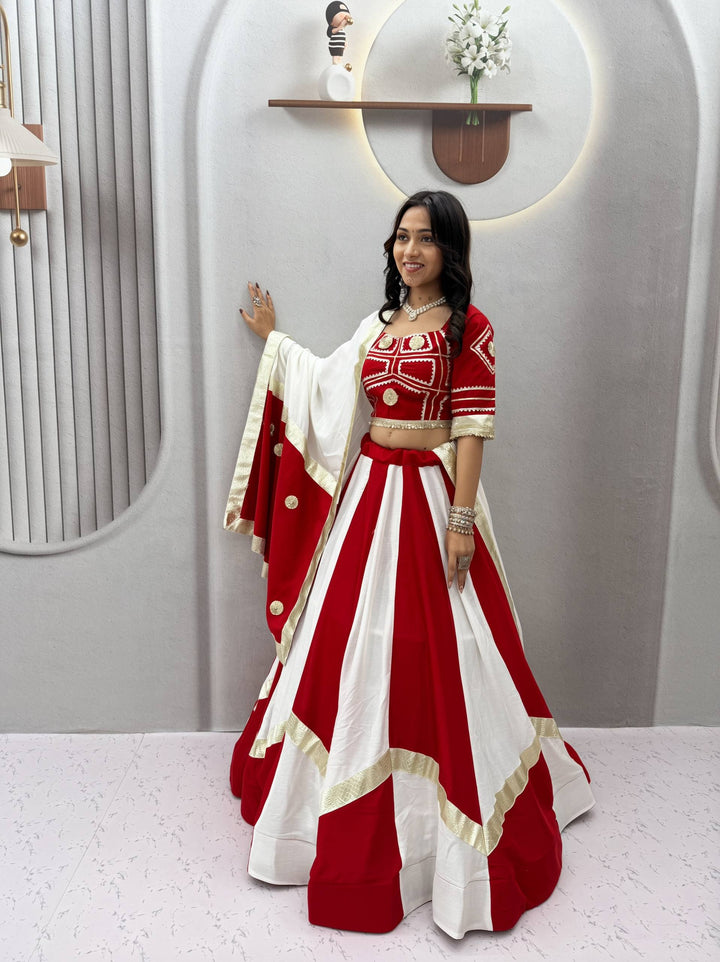 Women’s Pure Cotton Gota Patti Lehenga Choli with Flavour Hand Work & Dupatta