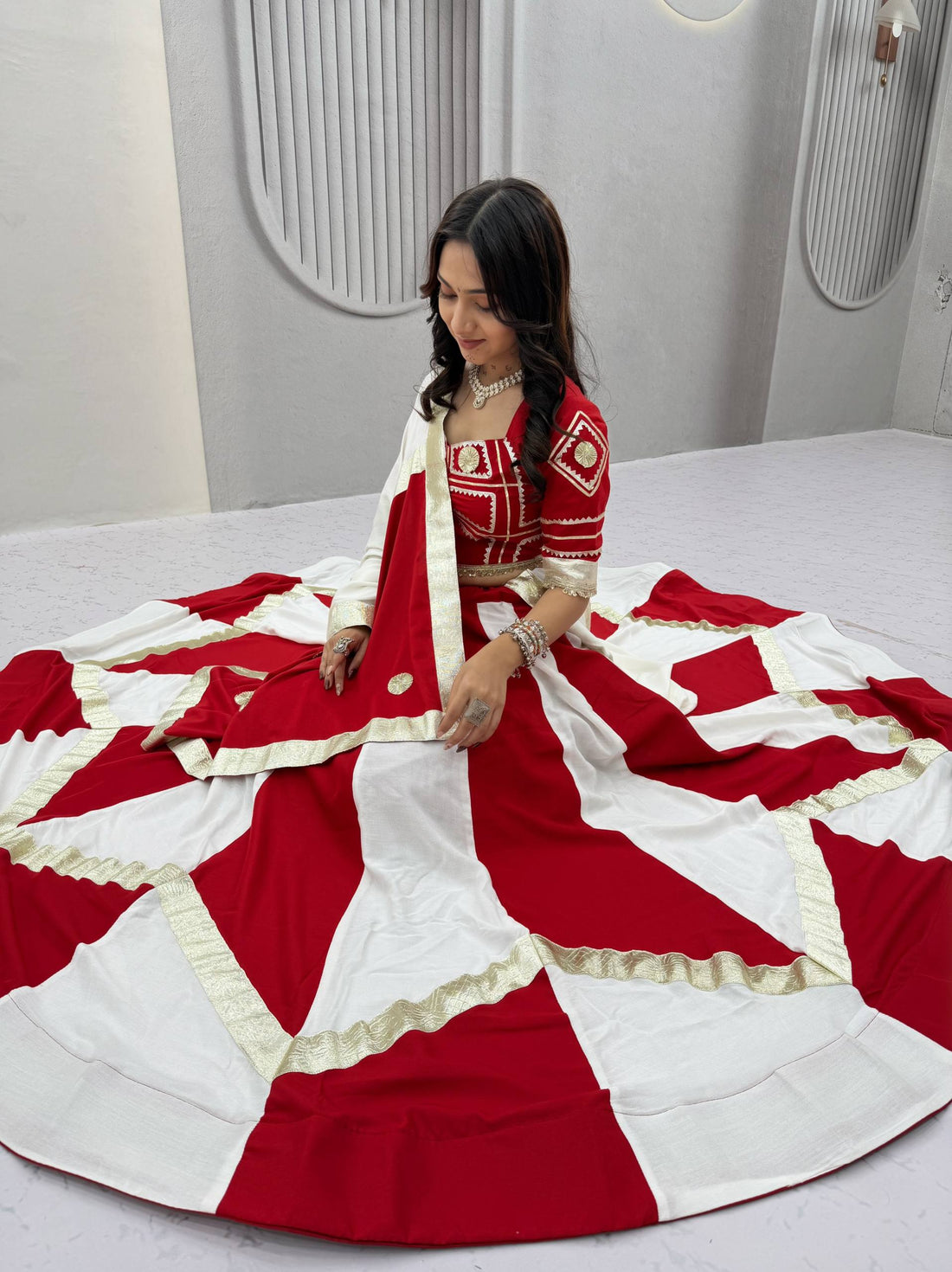 Women’s Pure Cotton Gota Patti Lehenga Choli with Flavour Hand Work & Dupatta