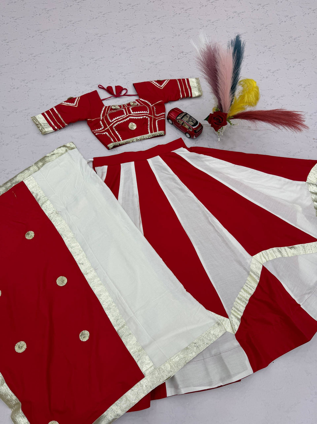 Women’s Pure Cotton Gota Patti Lehenga Choli with Flavour Hand Work & Dupatta