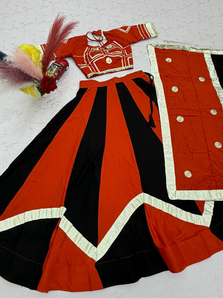 Women’s Pure Cotton Gota Patti Lehenga Choli with Flavour Hand Work & Dupatta