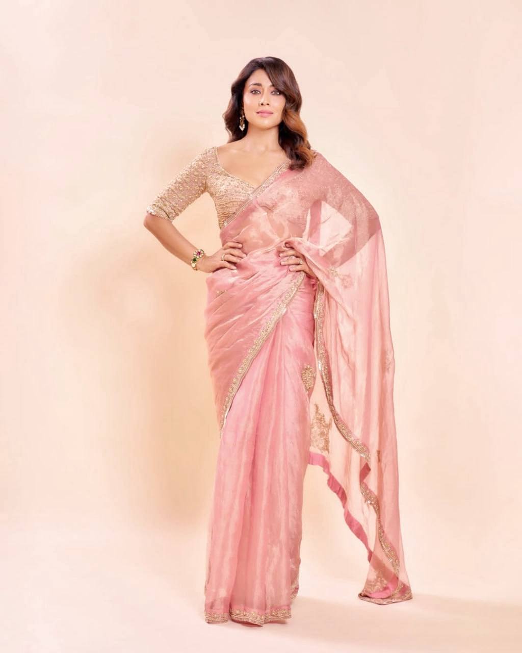 Women’s Salsa Silk Saree with Pearl & Heavy Beads Handwork