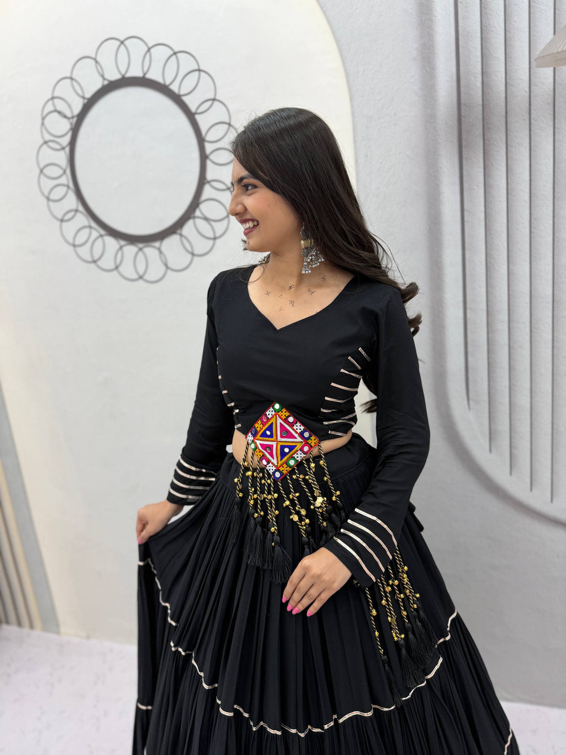 Women’s Pure Cotton Navratri Lehenga Choli with 9+ Meter Flair