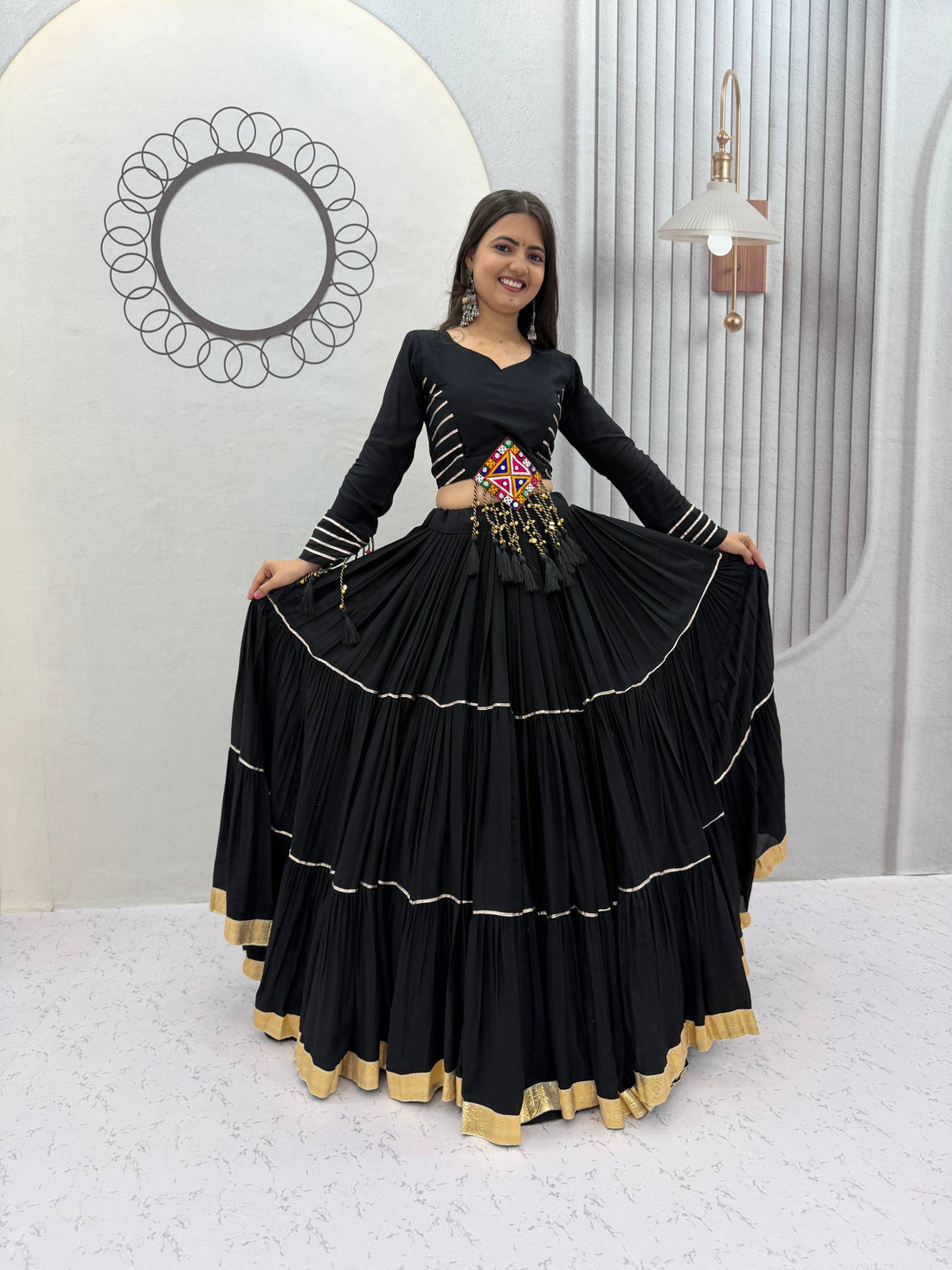 Women’s Pure Cotton Navratri Lehenga Choli with 9+ Meter Flair