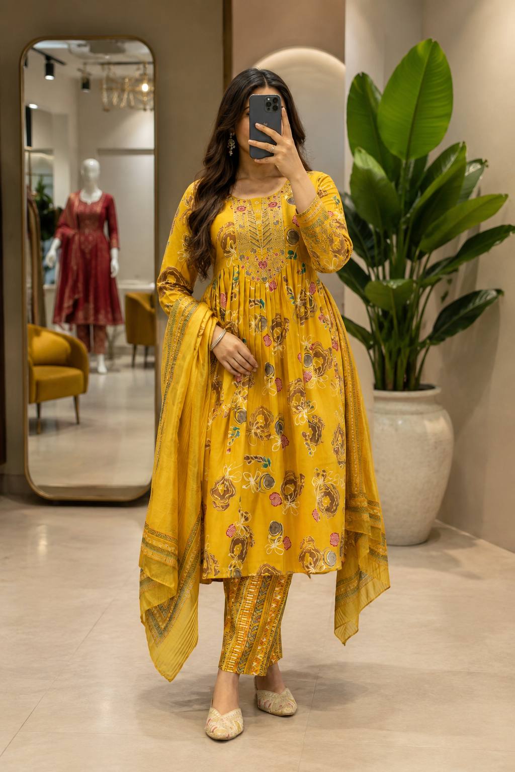 Festive Wear Muslin Embroidered Kurta Set