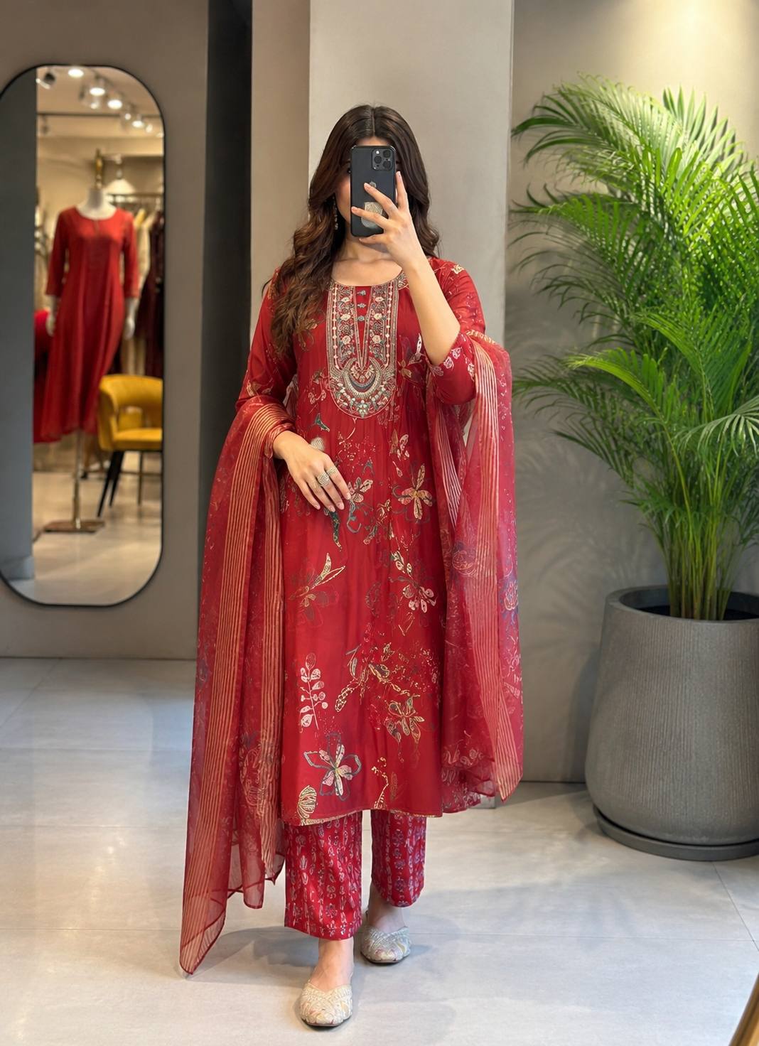 Designer Muslin Embroidered Suit Set for Women