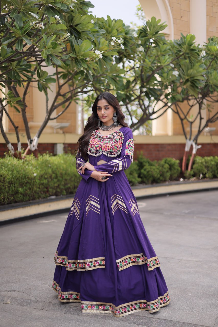Women’s Kora Cotton Gamthi Lehenga with Gota Patti & Real Mirror Work Shrug